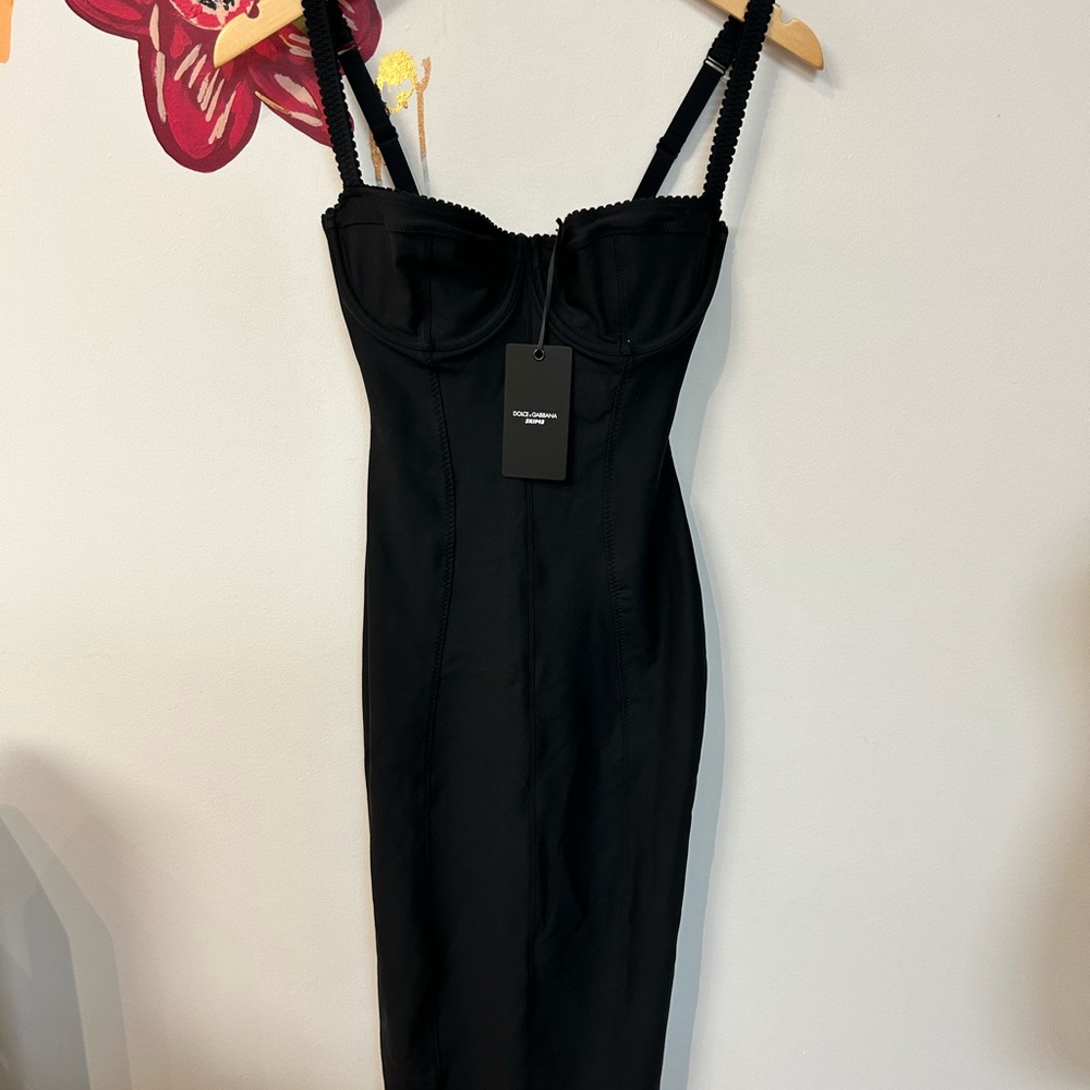NWT Skims x Dolce Gabbana Onyx Black Body Dress Sz Medium
